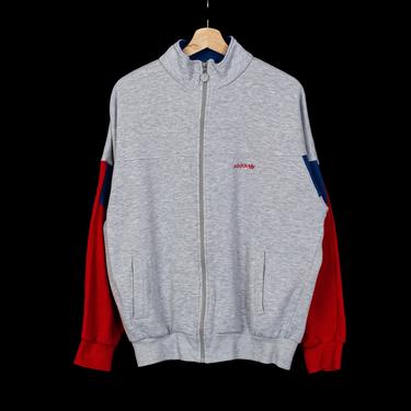 Vintage 80s Adidas Track Jacket - Men's Large | Color Block Trefoil Logo Zip Up Streetwear Sweatshirt 