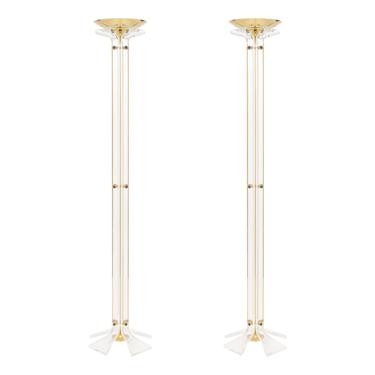 Pair of Lucite and Brass Floor Lamps