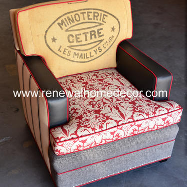 Custom Order - Upholstered Mid-Century Club Chair &quot; Sheri's Damask Club&quot; - SOLD 