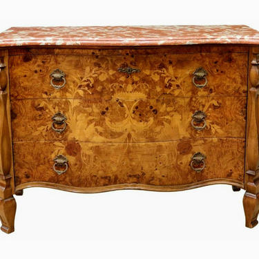 Venetian Caronni Il Mobile Classico Italian Louis XV Burl Satinwood Marquetry Chest Of Drawers Commode 