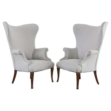 Pair of Mid-century Modern Butterfly Wingback Armchairs