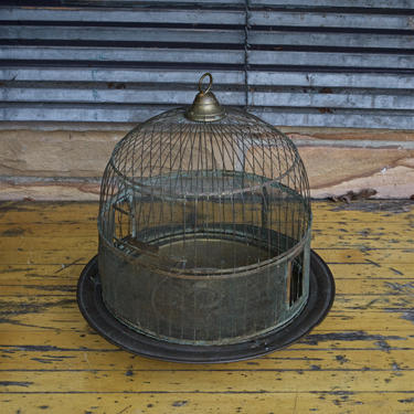 1900s Victorian Antique Bird Cage Stand Display Vintage Prop Haberdashery Boutique Hanging or Tabletop 