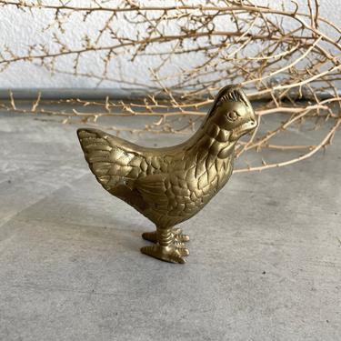 Vintage Brass Rooster Figurine | Brass Chicken Statue | Vintage Brass Home Decor | Brass Farm Decor 