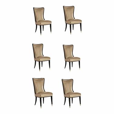 Caracole Signature Modern Taupe Leather the Aristocrat Dining Chairs - Set of 6