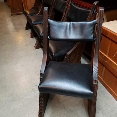 Vintage Wood and Vinyl Chairs Set of 5