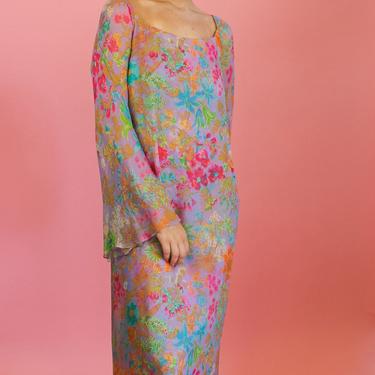Stavropoulos Floral Printed Chiffon Gown 