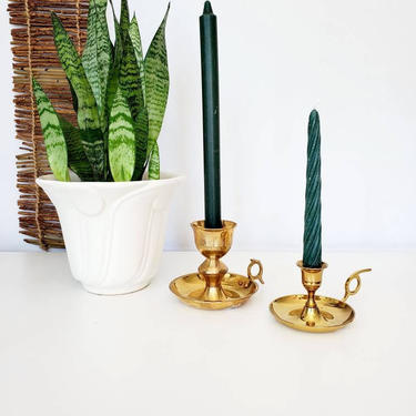 Brass Dish Candlestick Holder Set 