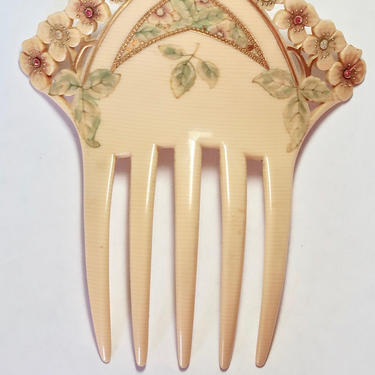 Art Nouveau Pastel Flowers Hair Comb, Antique Hair Comb, Bridal Comb, Wedding Accessory, Hair Ornament Hair Decoration 
