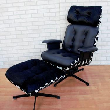 Mid Century Modern Homecrest Wire Lounge Chair with Ottoman Newly Upholstered - 2 Piece Set