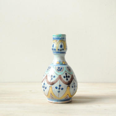 Vintage Pottery Vase, Hand Painted Vase, Moroccan Pottery Vase 