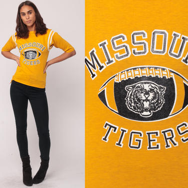 Missouri Tigers Shirt Football Tshirt University T Shirt 80s Graphic Tshirt Sports College Vintage Yellow Retro Throwback Extra Small xs 