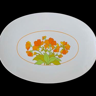 Vintage Mid Century Modern LARGE 15&amp;quot; x 10.75&amp;quot; Thomas Porcelain Germany Rosenthal SUMMER Oval Platter Plate Charger w Yellow &amp; Orange Flowers 