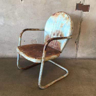 Light Blue Vintage Shellback Steel Motel Lawn Chair