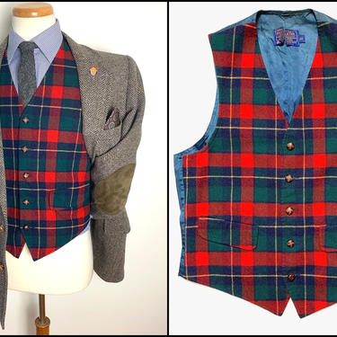 Vintage PENDLETON Wool Vest / Waistcoat ~ size 38 ~ Tartan Plaid ~ Wedding ~ Ivy Style / Preppy / Trad ~ Hunting 