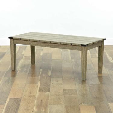 Contemporary Light Wood Veneer Coffee Table W Nailheads