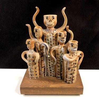 Hal Fromhold Brutalist Studio Pottery Sculpture 13”H Mid Century Modern Ceramic Art 