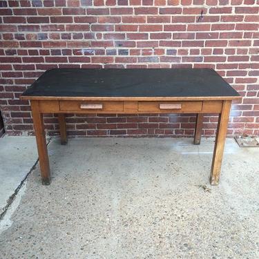 Vintage pine desk / table with two drawers