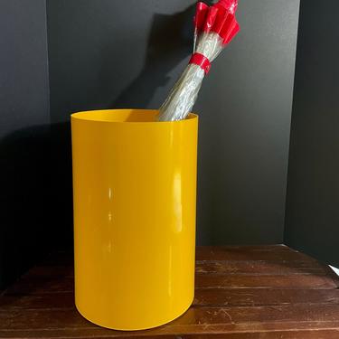 Vintage Kartell Milano Bright Yellow Trash Can, Waste Bin, Umbrella n Cane Holder, Blueprint Plans, Office Storage - Pop Op Art, Mod Modern 
