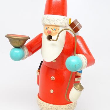 Vintage German Santa Smoker Incense Burner, Hand Painted Wood for Christmas, Erzgebirge Germany 