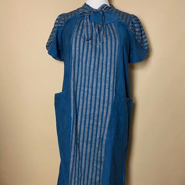 Vintage Linen Karina Dress, made in Italy, Vintage linen dress, Linen loungewear, Striped dress, Size Medium 