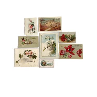 Antique Flower Cards- Lot of 8 