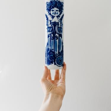 Bjørn Wiinblad Mid Century Modern Blue and White Glazed Porcelain Vase 