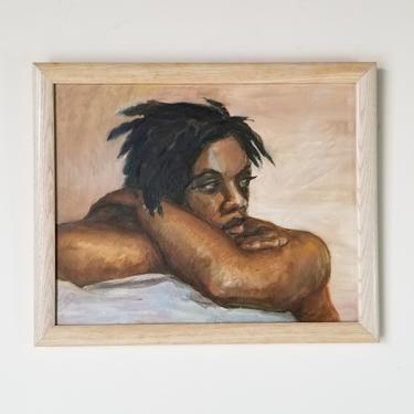 Vintage Abstract Nude Female Portrait Painting by Cohen, Framed. 
