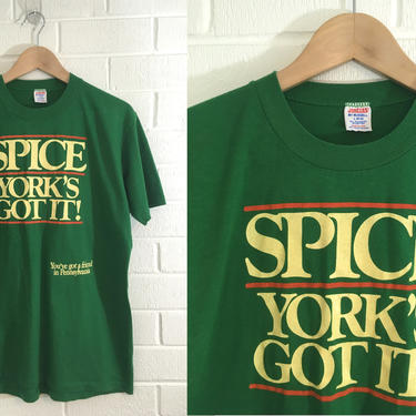 Vintage York PA T-Shirt 80s Pennsylvania Souvenir 1980s Summer Short Sleeve Green Yellow Hipster Retro Unisex Size Large L Extra XL 