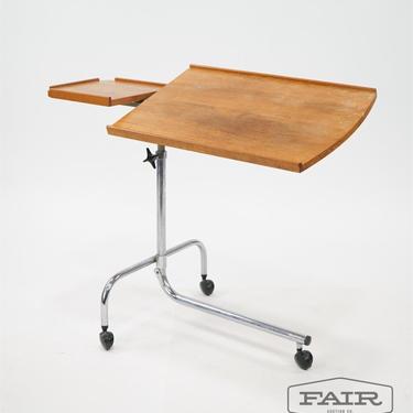 Teak Adjustable Rolling Tray Table