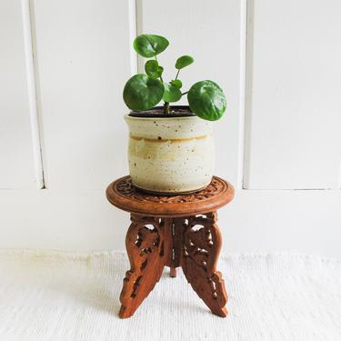 Adorable Mini Hand Carved Bohemian Vintage Moroccan Accent Table 