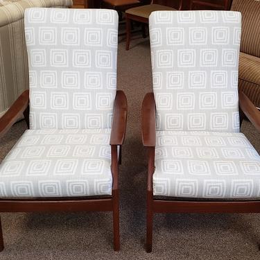 Item #DMC173 Vintage 1970s Walnut &amp; Cushioned Arm Chairs