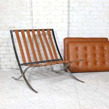 Vintage Barcelona style lounge chair by Imperial Honey Tan leather cushions | Free delivery in NYC and Hudson Valley areas 