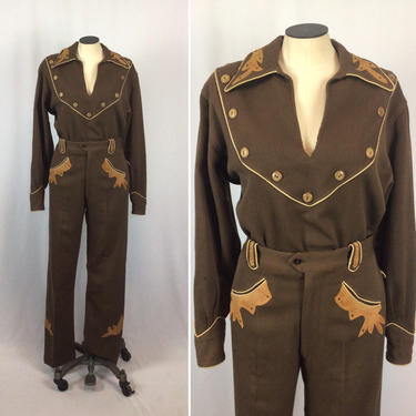 RARE Marge Riley North Hollywood | Vintage two piece brown western pant suit | !940s cowgirl western shirt and pants 