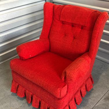 Red upholstered rocking chair retro rocker swivel chair button tufted 1960 rocking chair 