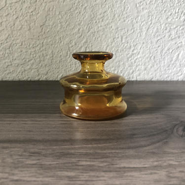 Dansk Amber Glass Candle Holder Mini Bud Vase Ink Bottle Vase Jens Quistgaard Design 