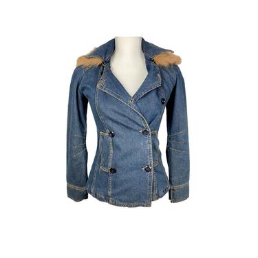 90's Jean Jacket | Vintage Denim Fur Collared Jacket 