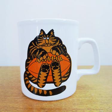 Vintage Kliban Cat Mug | Football Cat | Kiln Craft | Staffordshire England | 1970s 