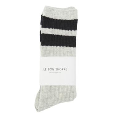 Le Bon Shoppe Grandpa Varsity Socks - Light Grey Navy Stripe