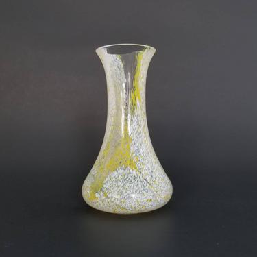 Vintage Glass Bud Vase / Yellow Speckled Vase / Small Hand Blown Scottish Glass Vase / Decorative Art Glass Flower Vase by Caithness 