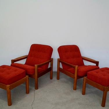 Pair of 1970's Danish Modern Lounge Chairs in Solid Teak - Professionally Reupholstered! 