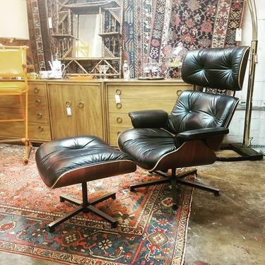                   Eames style recliner with ottoman.