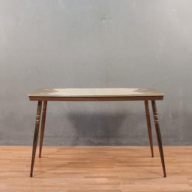 Retro Brown &amp; Ivory Formica Kitchen Table – ONLINE ONLY