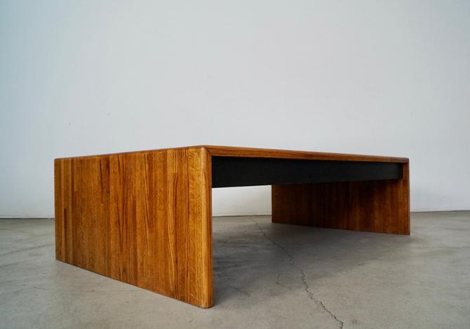 Postmodern 1970's Parquet Oak Coffee Table 