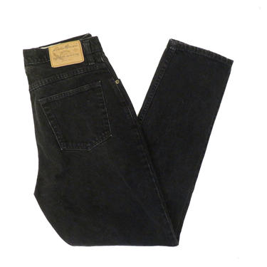 Vintage 90s Black Denim High Waist Skinny Jeans Made In USA Size 29 x 30 