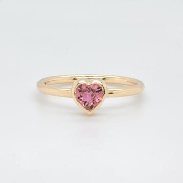 Gold & Pink Sapphire Heart Ring