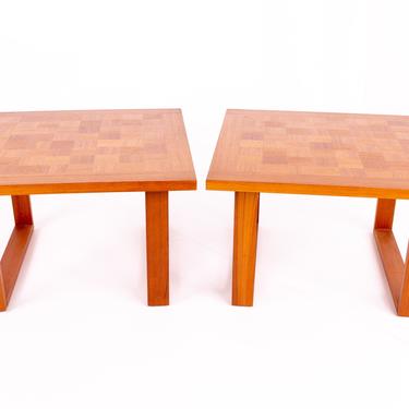 Poul Cadovius for Cado Danish Mid Century Teak Chess Board Side End Tables - Pair 