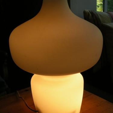 Vintage Lisa Johansson White Matte Finish Glass Table Lamp MidCentury
