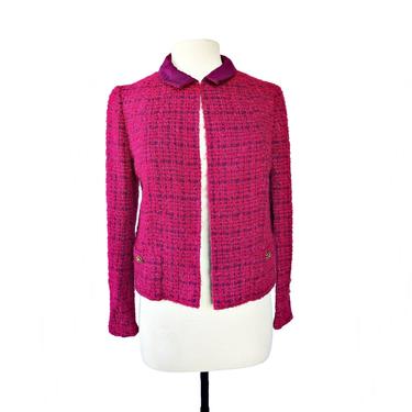Vintage 60s boucle tweed jacket in magenta & purple| Jablow by David Kidd| Saks Fifth Avenue| 