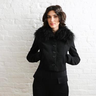 Morgane Le Fay Mongolian Fur Cropped Jacket, Size S