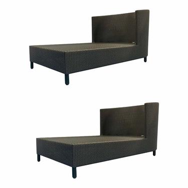 Barbara Barry for Baker/McGuire Brown Woven Resin Outdoor Harbor Chaise Lounges - a Pair